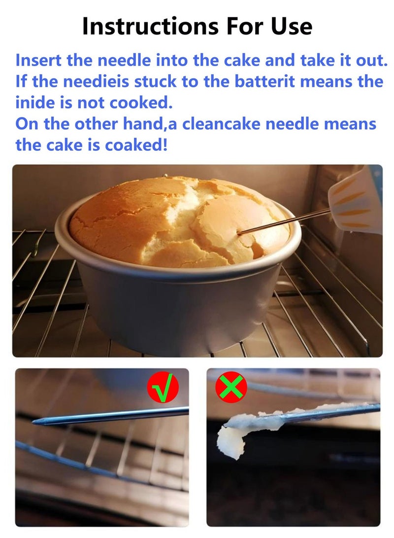 مجموعة اختبار الكيك من الفولاذ المقاوم للصدأ مكونة من 3 قطع - مجسات وأسياخ لاختبار الكيك للكعك الصغير والخبز - Image 2